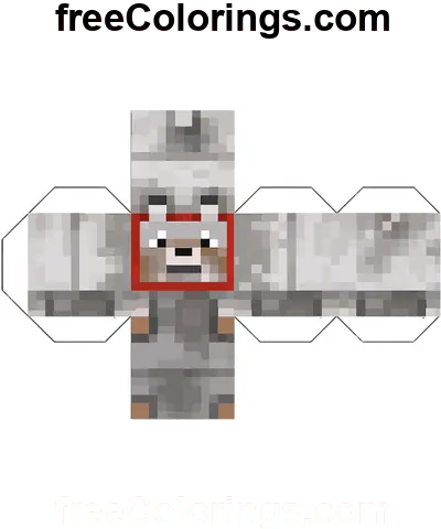 Loup Minecraft Cube Papercraft coloriage