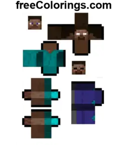 Steve ve Herobrine Kağıt El Sanatları Modeli boyama sayfası