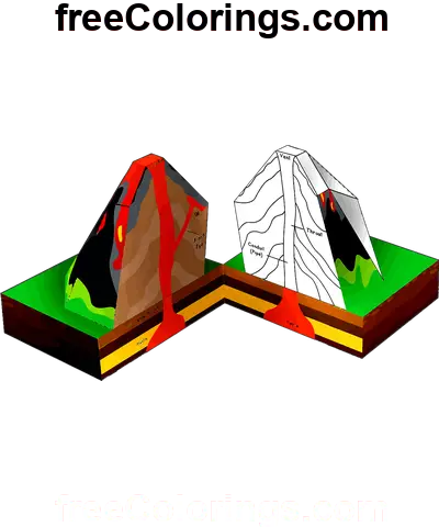 Finale vulkanske diorame stranica za bojanje